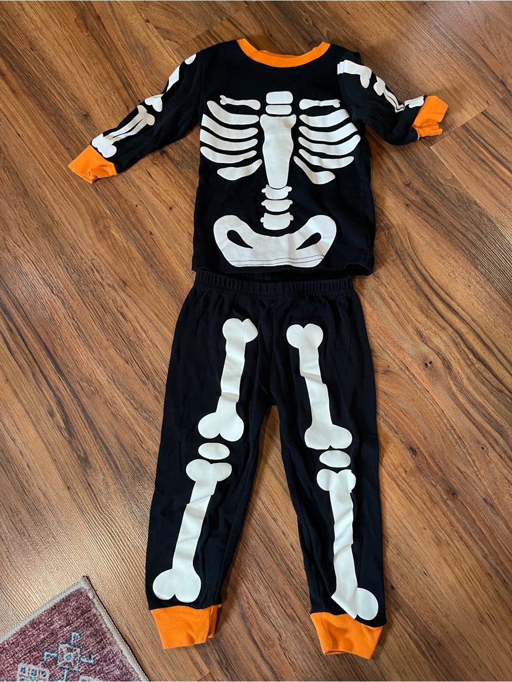 3/$10 Kids Black & Orange Skeleton Pajama Costume